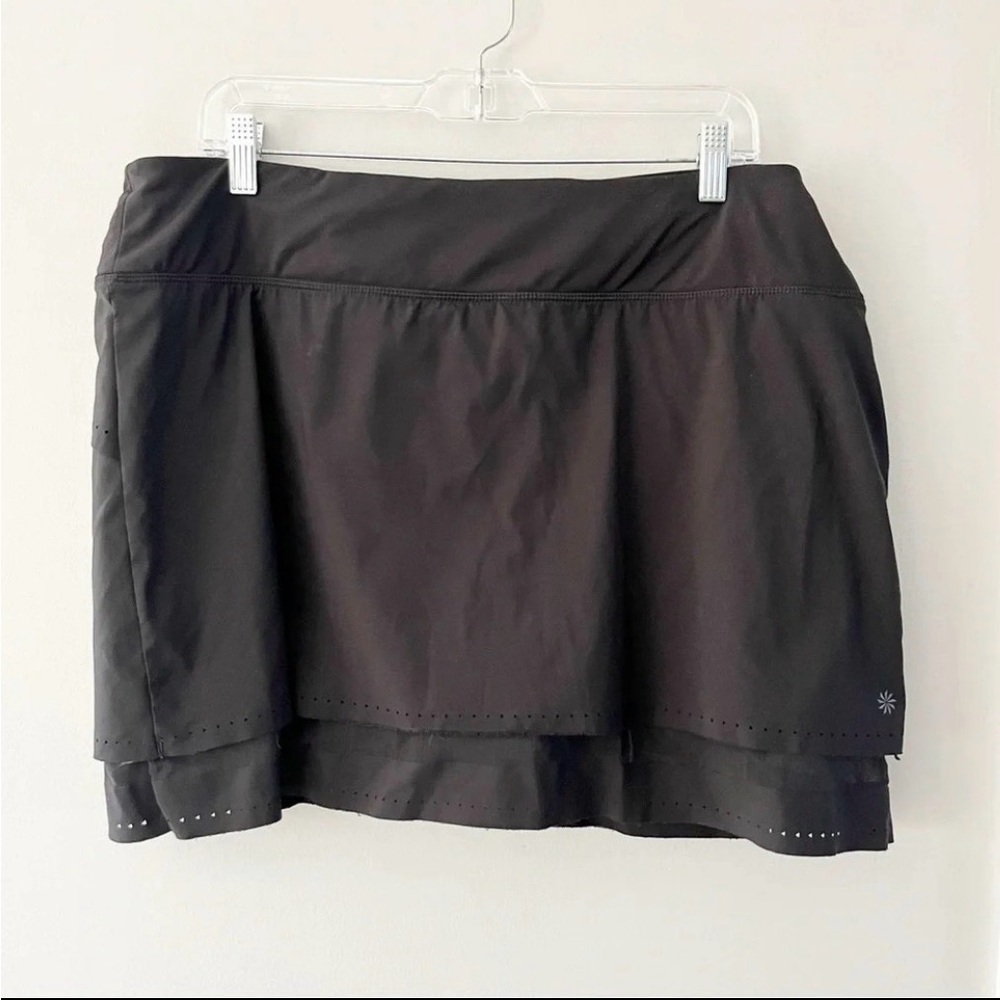 Athleta Black Laser Cut Run Skort Tennis Golf Pickleball Athletic XL - Picture 3 of 7